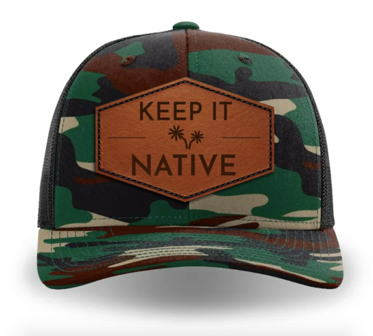 "Keep It Native" Hat on Tri Color Camo