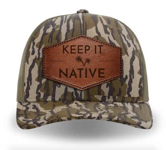"Keep It Native" Hat on Bottomlands Camo