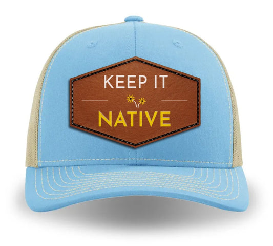 "Keep it Native" Trucker Hat- Blue Front/ Khaki back
